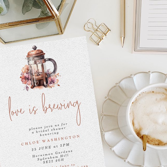 Invitation L'amour brasse Floral Coffee Fête des mariées de p (Créateur téléchargé)
