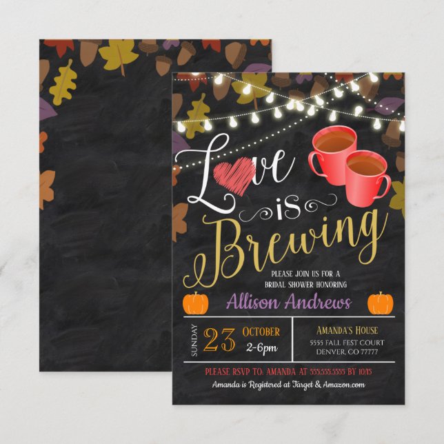 Invitation L'amour brasse la Fête des mariées (Devant / Derrière)