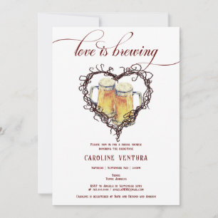 Invitation L'amour brasse la Fête des mariées de bière de coe