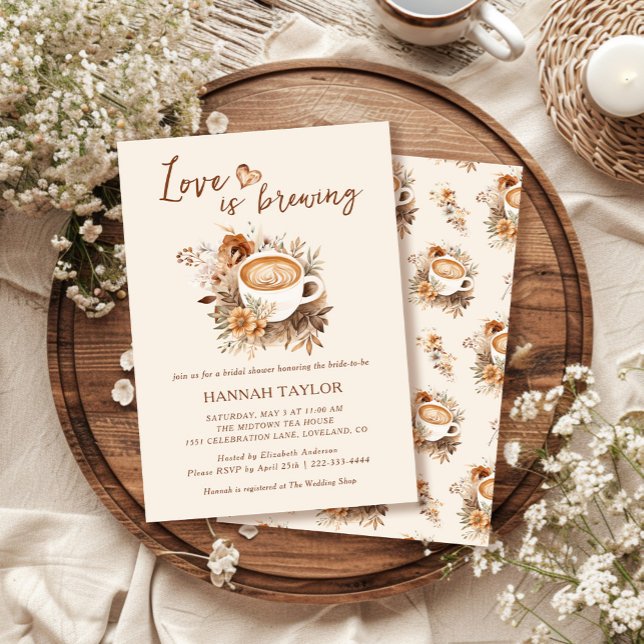 Invitation L'amour brasse la Fête des mariées de café (Créateur téléchargé)