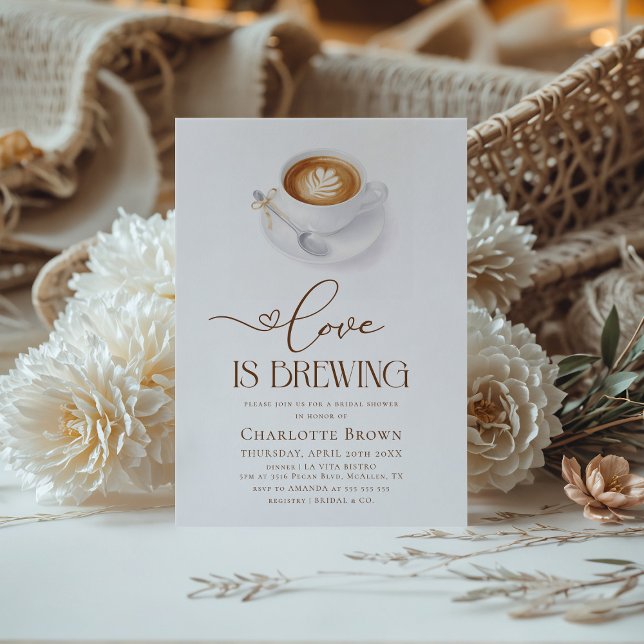 Invitation L'amour brasse la Fête des mariées de café (Créateur téléchargé)
