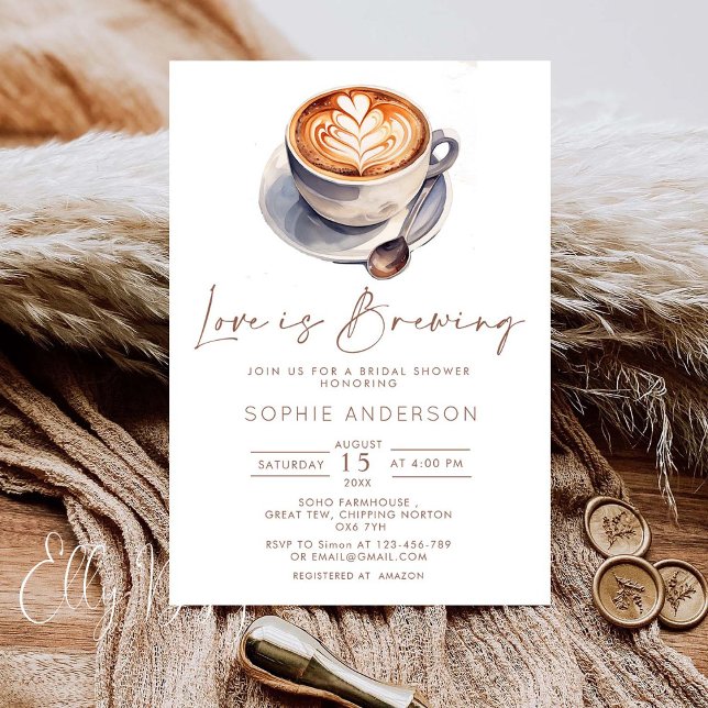 Invitation L'amour brasse la Fête des mariées de café (Créateur téléchargé)
