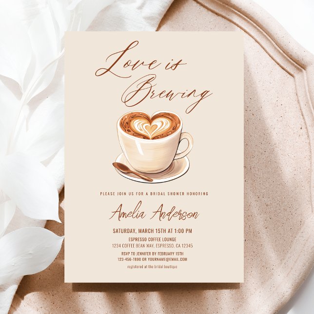 Invitation L'amour brasse la Fête des mariées de café (Créateur téléchargé)