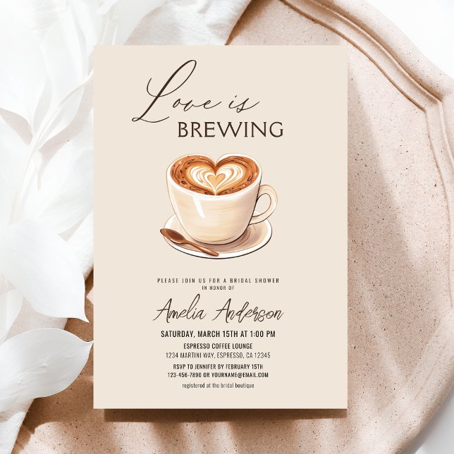 Invitation L'amour brasse la Fête des mariées de café (Créateur téléchargé)