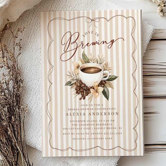 Invitation L'amour brasse la Fête des mariées de café (Créateur téléchargé)