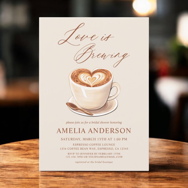 Invitation L'amour brasse la Fête des mariées de café (Créateur téléchargé)