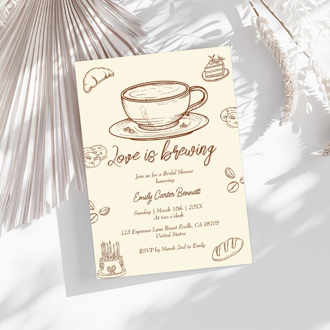 Invitation L'amour brasse la Fête des mariées de café (Créateur téléchargé)
