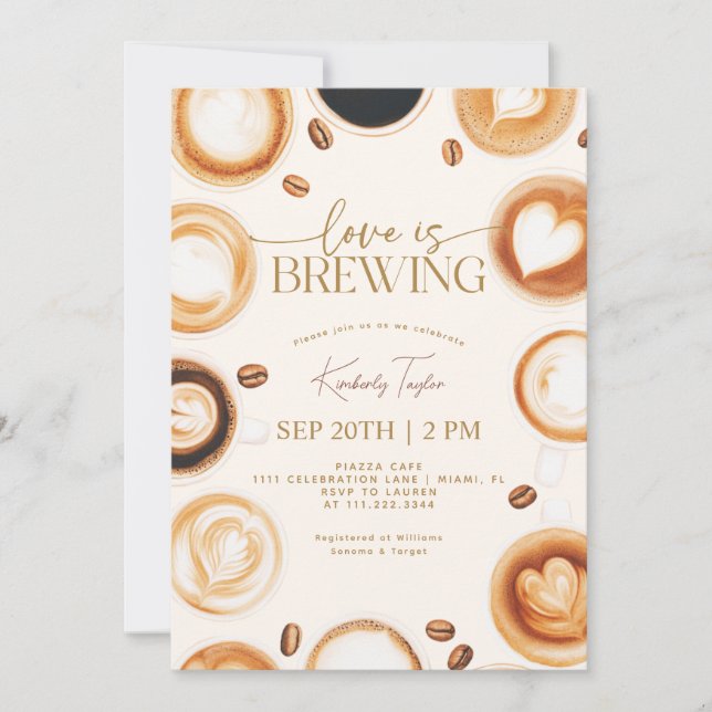 Invitation L'amour brasse la Fête des mariées de café (Devant)