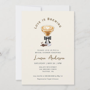 Invitation L'amour brasse la Fête des mariées de café dans
