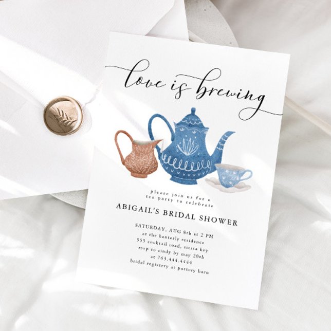 Invitation L'amour brasse la Fête des mariées de Tea Party (Créateur téléchargé)