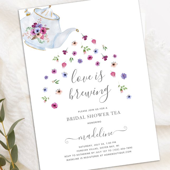 Invitation L'amour brasse la Fête des mariées de Tea Party (Créateur téléchargé)