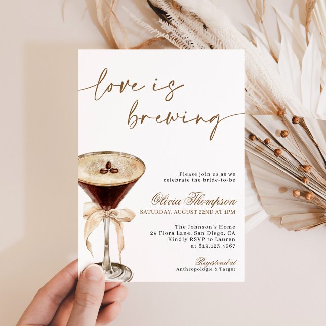 Invitation L'amour brasse la Fête des mariées, Espresso Marti (Créateur téléchargé)
