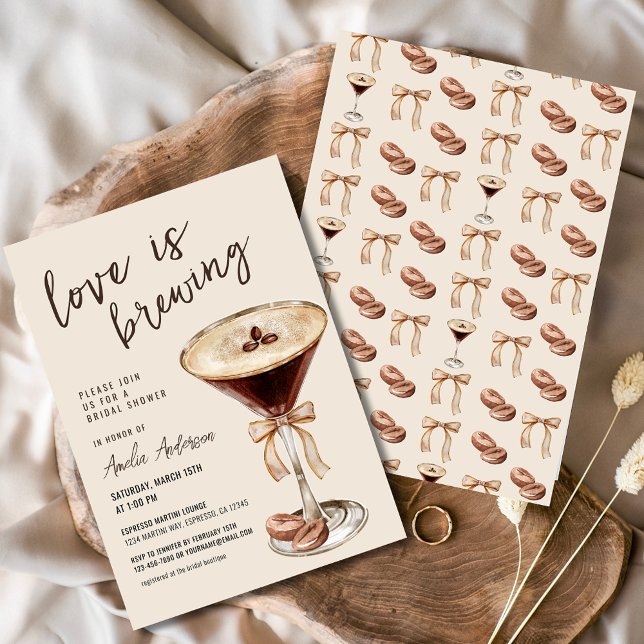 Invitation L'amour brasse la Fête des mariées Espresso Martin (Créateur téléchargé)