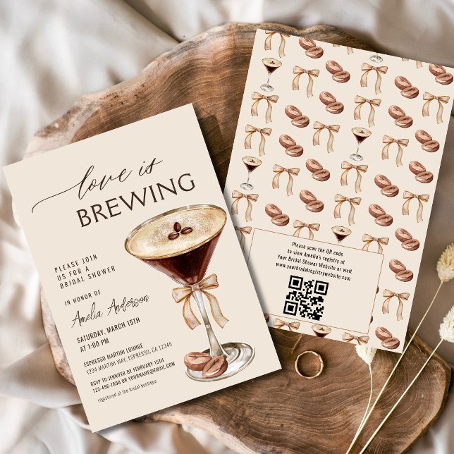 Invitation L'amour brasse la Fête des mariées Espresso Martin (Créateur téléchargé)