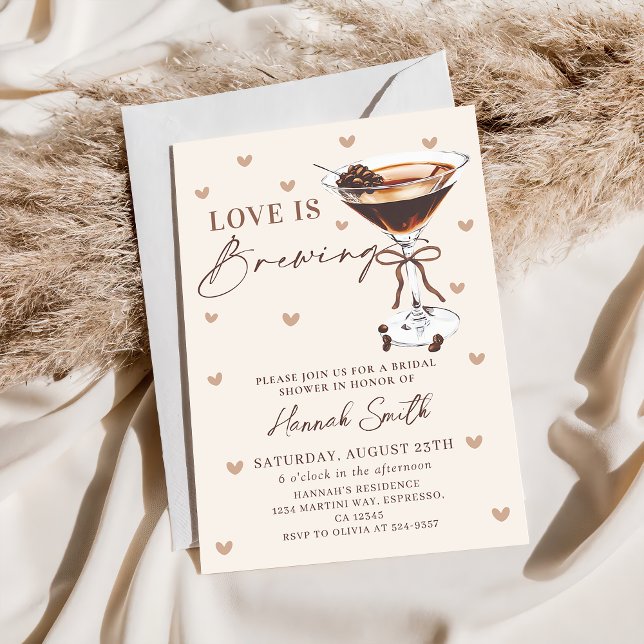 Invitation L'amour brasse la Fête des mariées Espresso Martin (Créateur téléchargé)