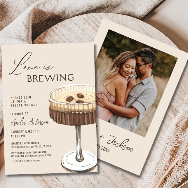 Invitation L'amour brasse la Fête des mariées Espresso Martin (Créateur téléchargé)