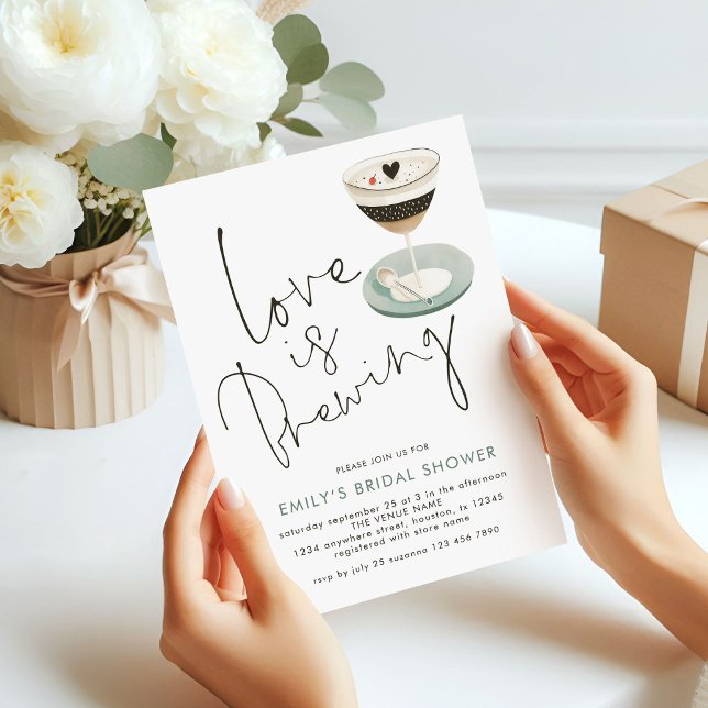 Invitation L'amour brasse la Fête des mariées Espresso Martin (Printed version)