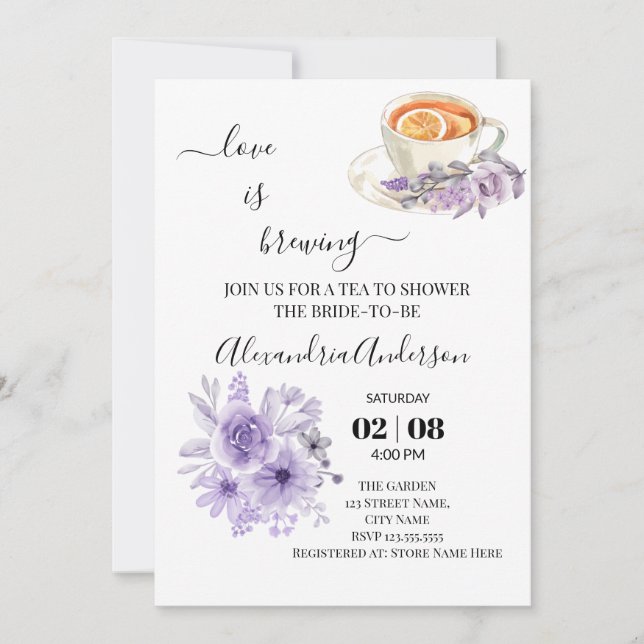 Invitation L'amour brasse la Fête des mariées Florale Orchidé (Devant)