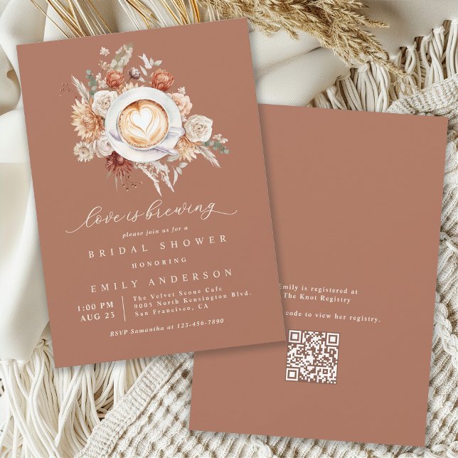 Invitation L'amour brasse la Fête des mariées florale rustiqu (Available in both printed and instant download digital formats.)