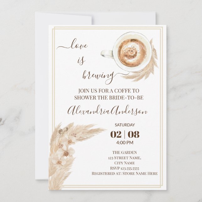 Invitation L'amour brasse la Fête des mariées Pampa Grass Inv (Devant)