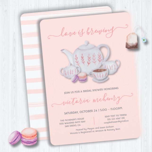 Invitation L'amour brasse la Fête des mariées Thé & Cookies I (Créateur téléchargé)