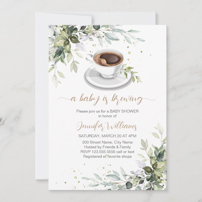 Invitation L'amour brasse le Baby shower de fête Coffee Bar (Devant)