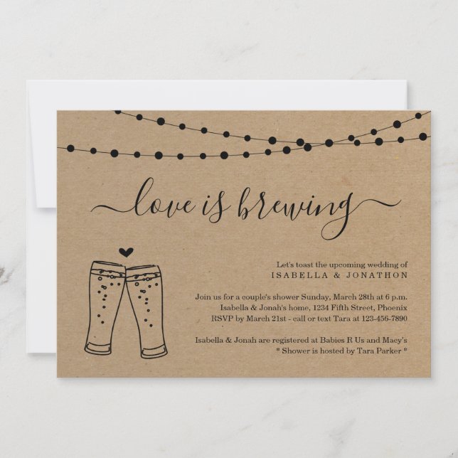Invitation L'amour brasse les couples nuptiale douche Invitat (Devant)