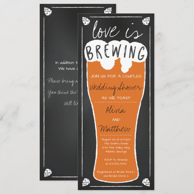Invitation L'amour brasse l'invitation du Wedding shower (Devant / Derrière)