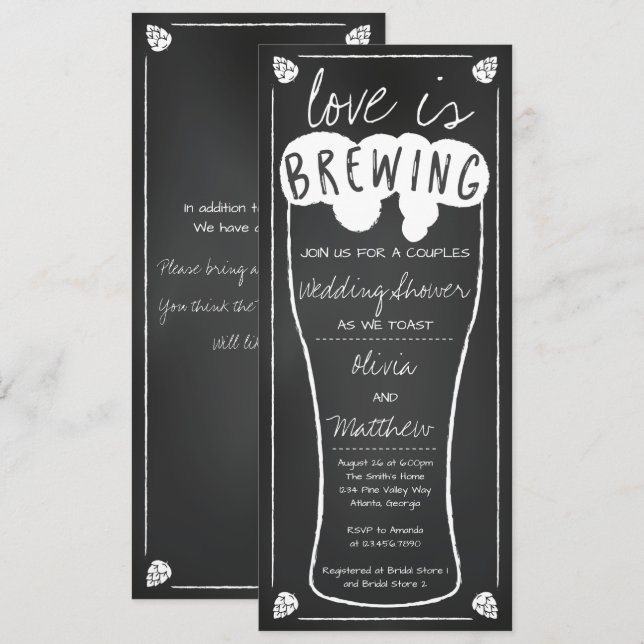 Invitation L'amour brasse l'invitation du Wedding shower (Devant / Derrière)