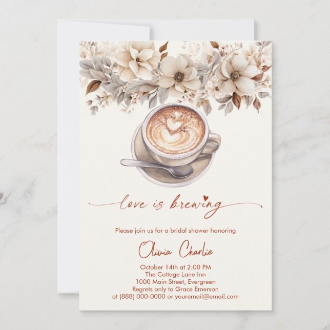 Invitation L'Amour Chic Est De Brûler Du Café De Fête des mar (Devant)