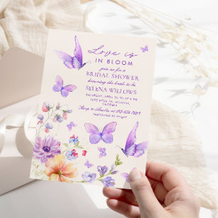 Invitation L'amour dans la Fête des mariées des papillons pou