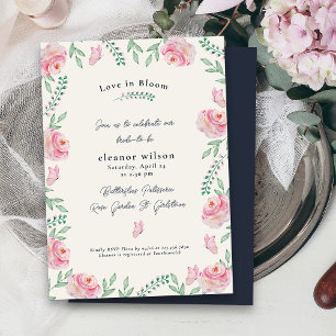 Invitation L'amour dans la Fête des mariées des papillons ros