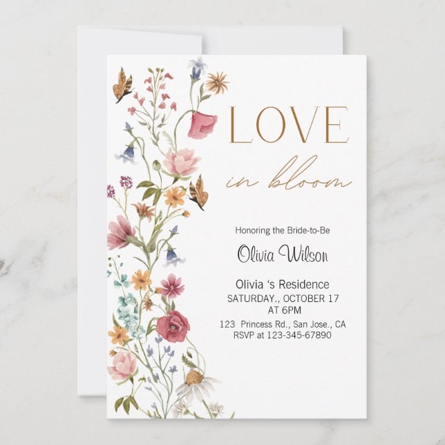 Invitation L'amour dans la Fête des mariées en fleur (Devant)