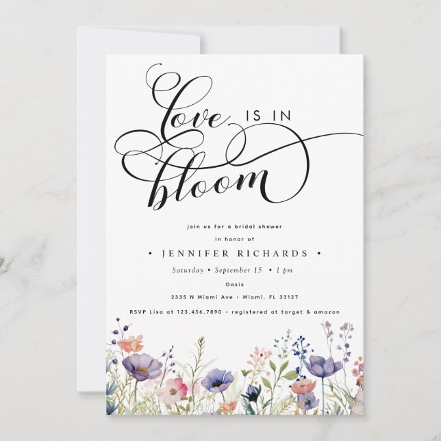 Invitation L'amour dans la Fête des mariées en fleur (Devant)
