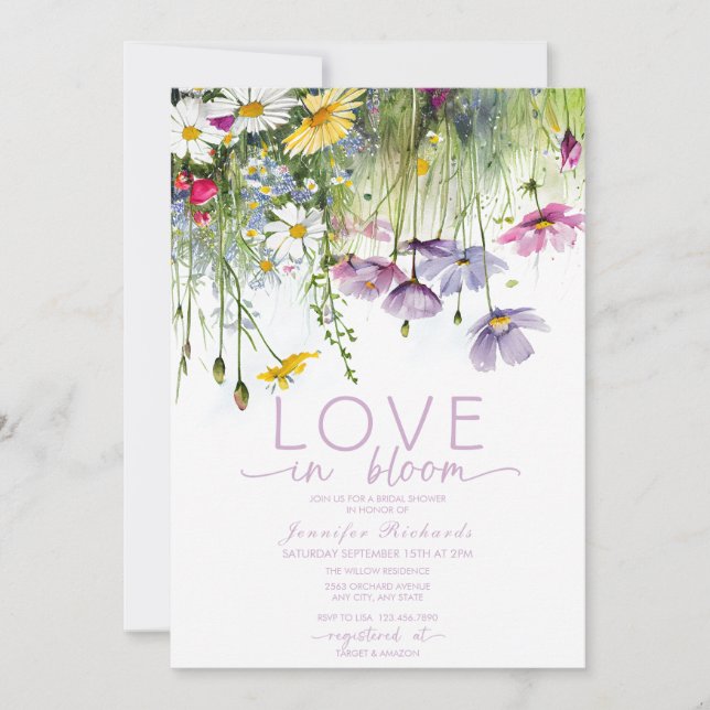 Invitation L'amour dans la Fête des mariées en fleur (Devant)