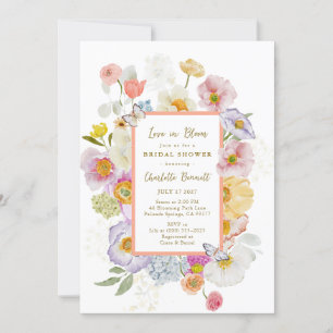 Invitation L'amour dans la Fête des mariées florale papillon 