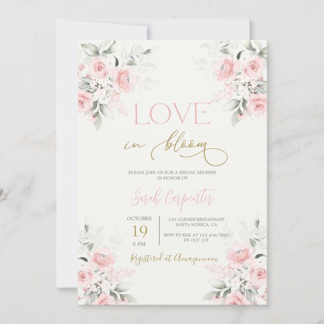 Invitation L'amour dans la floraison nuptiale de douche Invit (Devant)