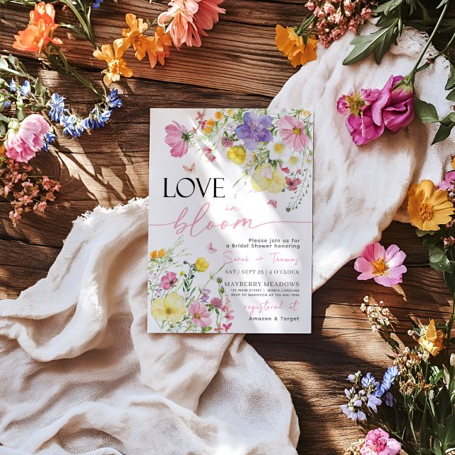 Invitation L'amour dans la floraison nuptiale de douche Invit (Créateur téléchargé)