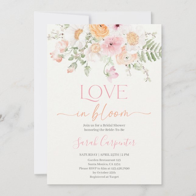 Invitation L'amour dans la floraison nuptiale de douche Invit (Devant)