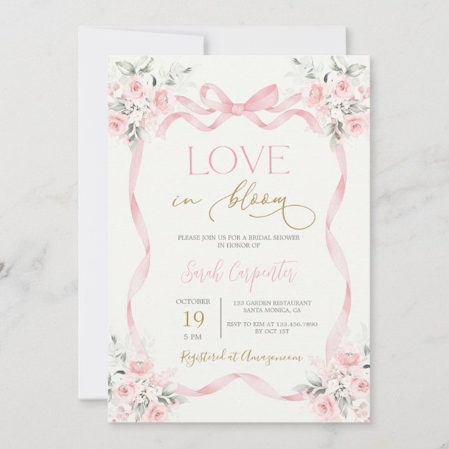 Invitation L'amour dans la floraison nuptiale de douche Invit (Devant)
