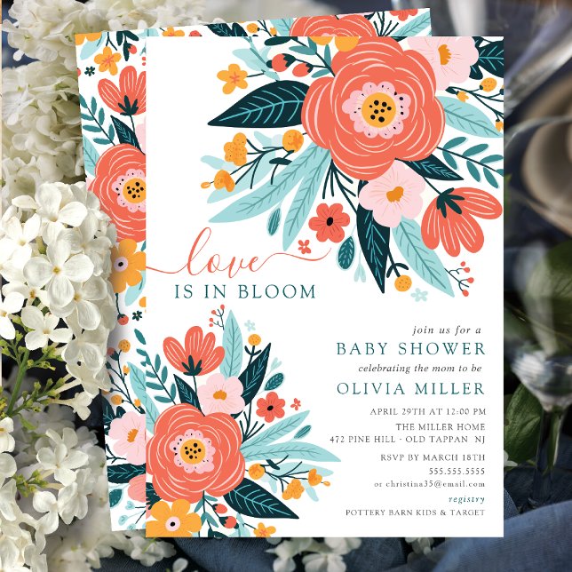 Invitation L'amour dans le Baby shower en pleine floraison In (Créateur téléchargé)
