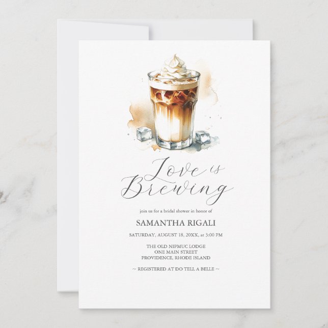 Invitation L'amour du café glacé brasse la Fête des mariées (Devant)
