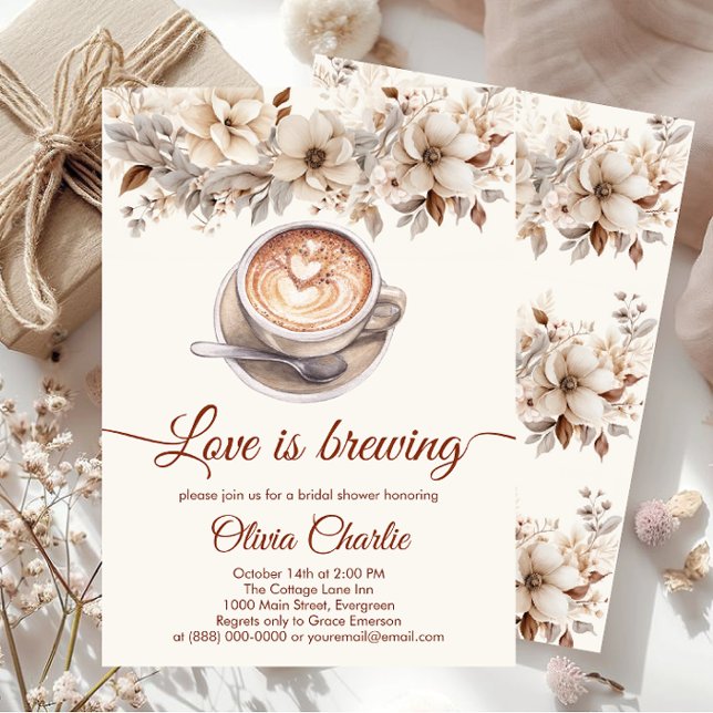 Invitation L'Amour Élégant Est De Brûler Fête des mariées Caf (Créateur téléchargé)