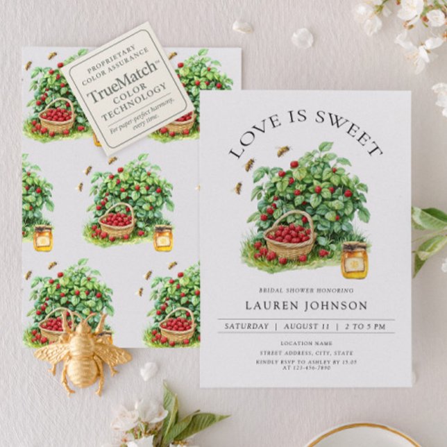 Invitation L'Amour Élégant Est Doux Berry Fête des mariées ve (Créateur téléchargé)