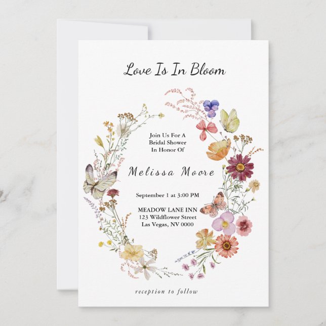 Invitation L'amour en Fleur sauvage en fleurs Fête des mariée (Devant)