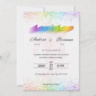 Invitation L'amour est amour Rainbow gay mariage