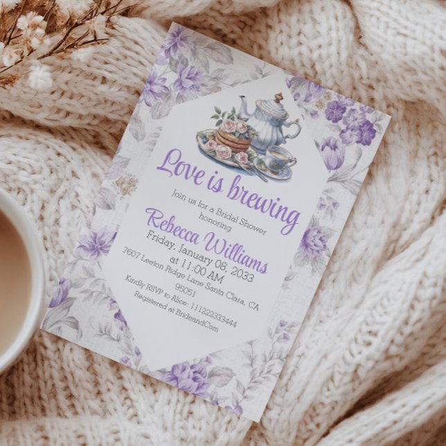 Invitation L'amour est brasser Lavender Thé Fête des mariées  (Créateur téléchargé)