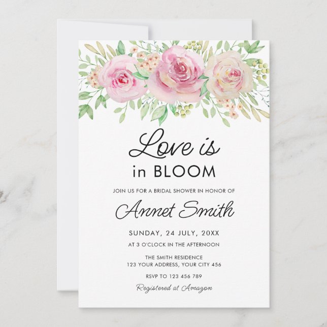 Invitation L'amour est dans la Fête des mariées en fleur (Devant)