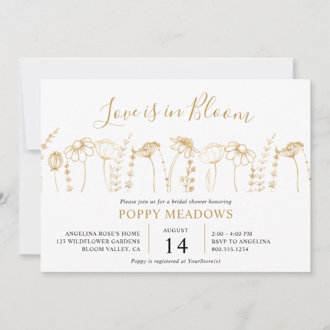 Invitation L'amour est dans la Fête des mariées Fleur sauvage (Devant)