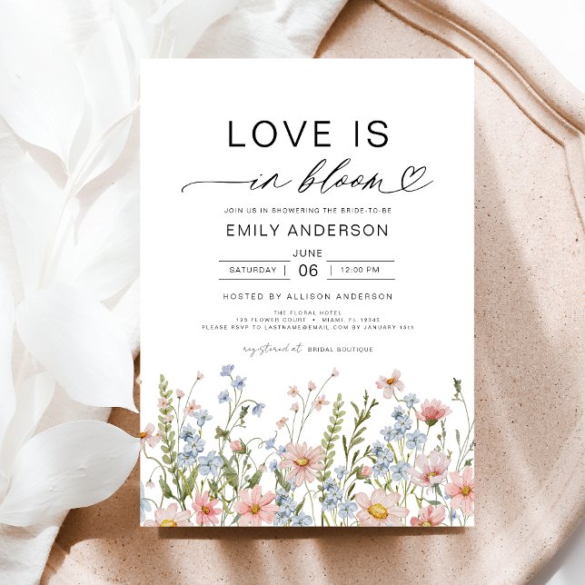 Invitation L'amour est dans la Fête des mariées Fleur sauvage (Créateur téléchargé)